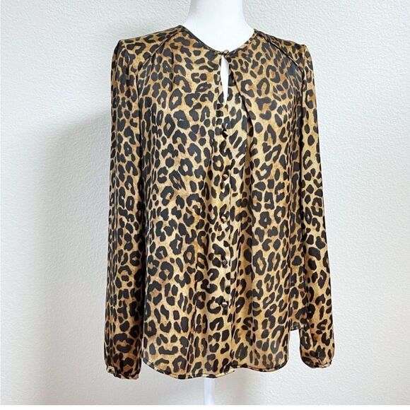 JONES NEW YORK ANIMAL LEOPARD PRINT SATIN BLOUSE 10 - Picture 1 of 7